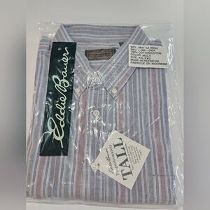 NOS Eddie Bauer STRIPED Button Down Shirt Men's XXLT Long Sleeve Oxford NWT